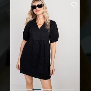 NWT Black V-Neck Eyelet Mini Dress